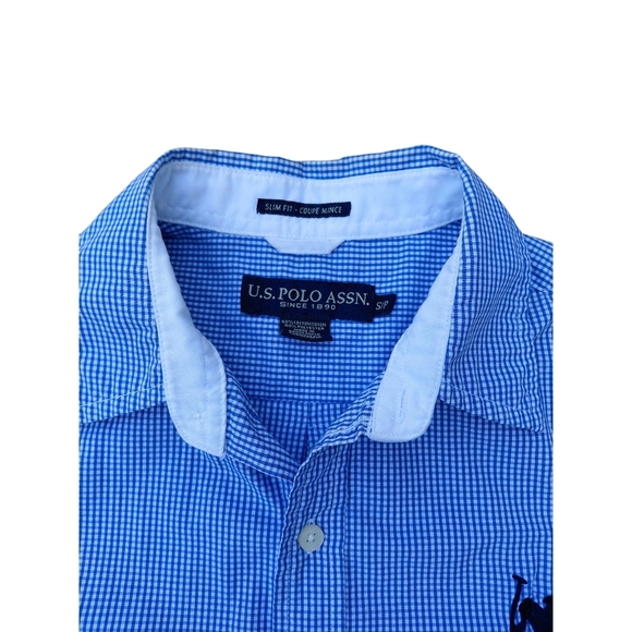 U.S. Polo Assn. Blue Casual Button Down Shirt with Tailored Fit - Picture 5 of 8